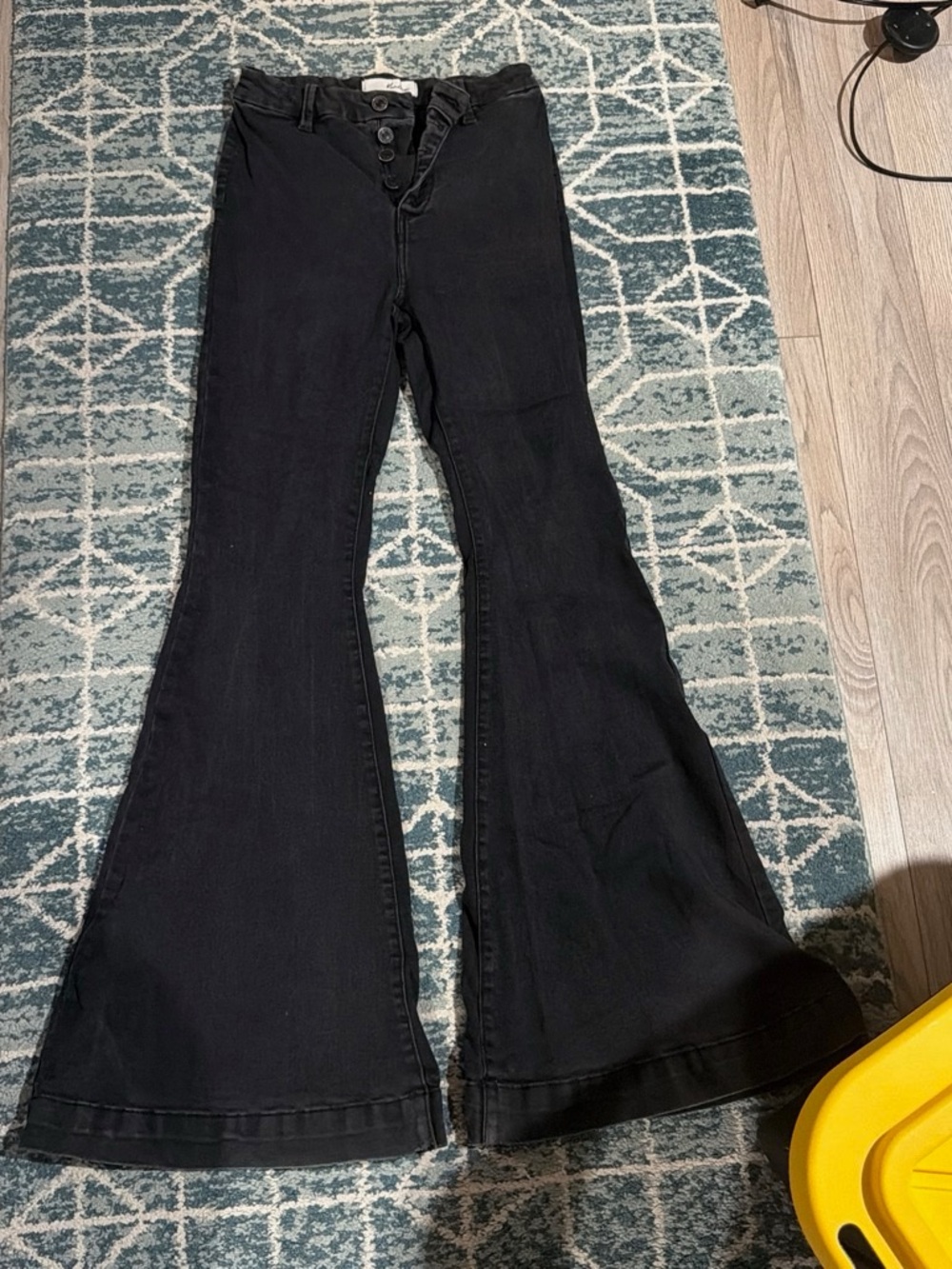 KanCan Black Flare Jeans with Button Front